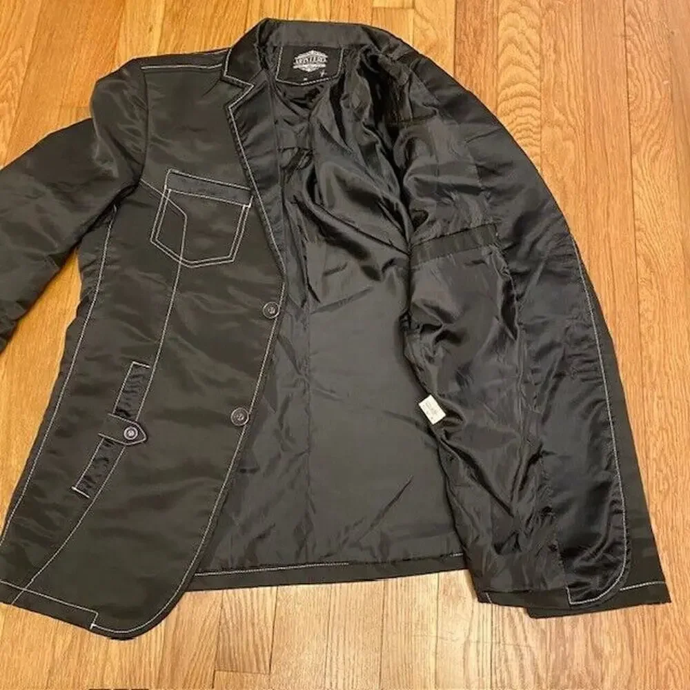 Montero Jeans Men’s Size Medium Black Single Breasted Blazer Jacket - Picture 7 of 9